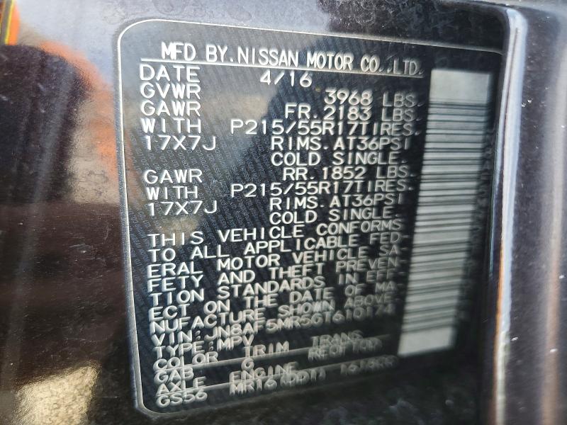 2016 Nissan Juke მანქანა იყიდება აუქციონზე, vin: JN8AF5MR5GT610174, აუქციონის ნომერი: 55236106