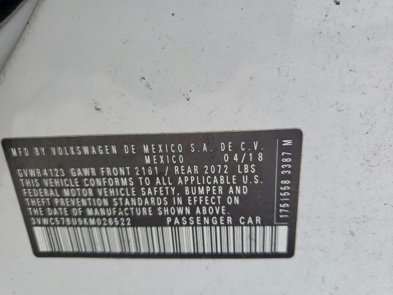 Aukcja sprzedaży 2019 Volkswagen Jetta, vin: 3VWC57BU9KM026522, numer aukcji: 55276246