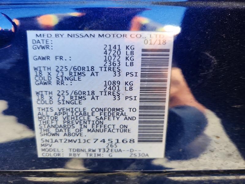 Aukcja sprzedaży 2018 Nissan Rogue, vin: 5N1AT2MV1JC745168, numer aukcji: 55616376