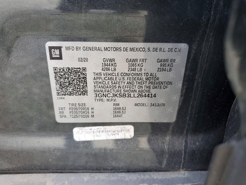 Продажа на аукционе авто 2020 Chevrolet Trax, vin: 3GNCJKSB3LL264414, номер лота: 58479106