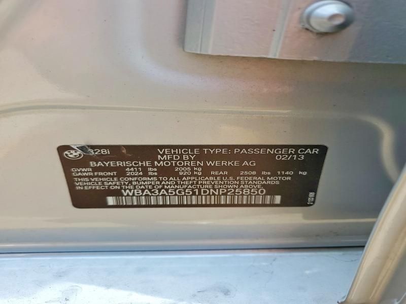 57949486 :رقم المزاد ، WBA3A5G51DNP25850 vin ، 2013 Bmw 328 مزاد بيع