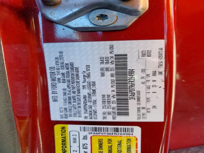 2015 Ford Fusion მანქანა იყიდება აუქციონზე, vin: 3FA6P0T96FR264984, აუქციონის ნომერი: 57151706