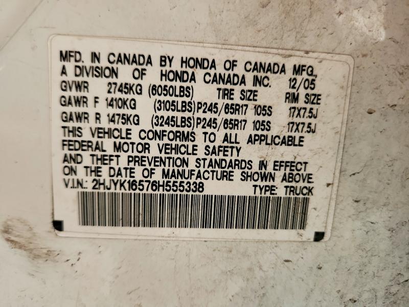 56955446 :رقم المزاد ، 2HJYK16576H555338 vin ، 2006 Honda Ridgeline مزاد بيع