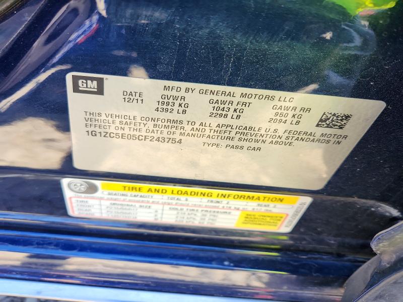 55530276 :رقم المزاد ، 1G1ZC5E05CF243754 vin ، 2012 Chevrolet Malibu مزاد بيع
