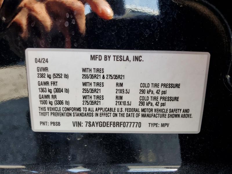 Aukcja sprzedaży 2024 Tesla Model Y, vin: 7SAYGDEF8RF077770, numer aukcji: 58225276