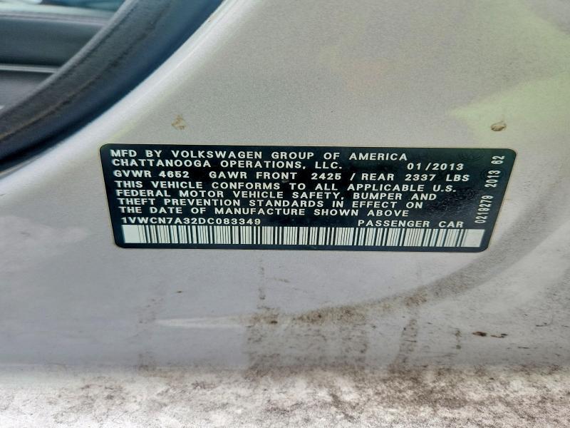 Продаж на аукціоні авто 2013 Volkswagen Passat, vin: 1VWCN7A32DC083349, номер лоту: 58018636