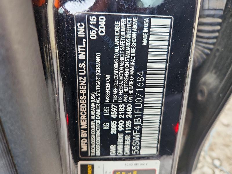 Продажа на аукционе авто 2015 Mercedes-benz C, vin: 55SWF4JB1FU071684, номер лота: 56643056