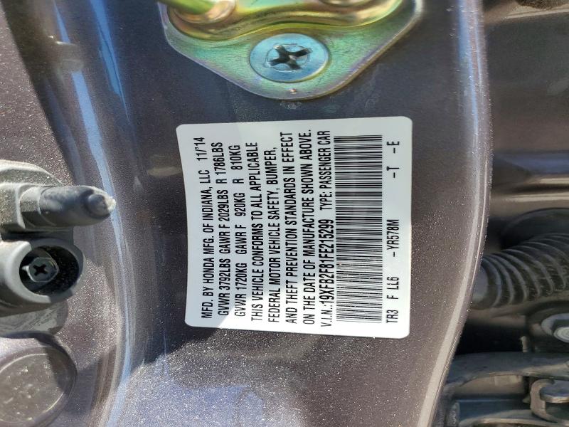 55942696 :رقم المزاد ، 19XFB2F81FE215299 vin ، 2015 Honda Civic مزاد بيع