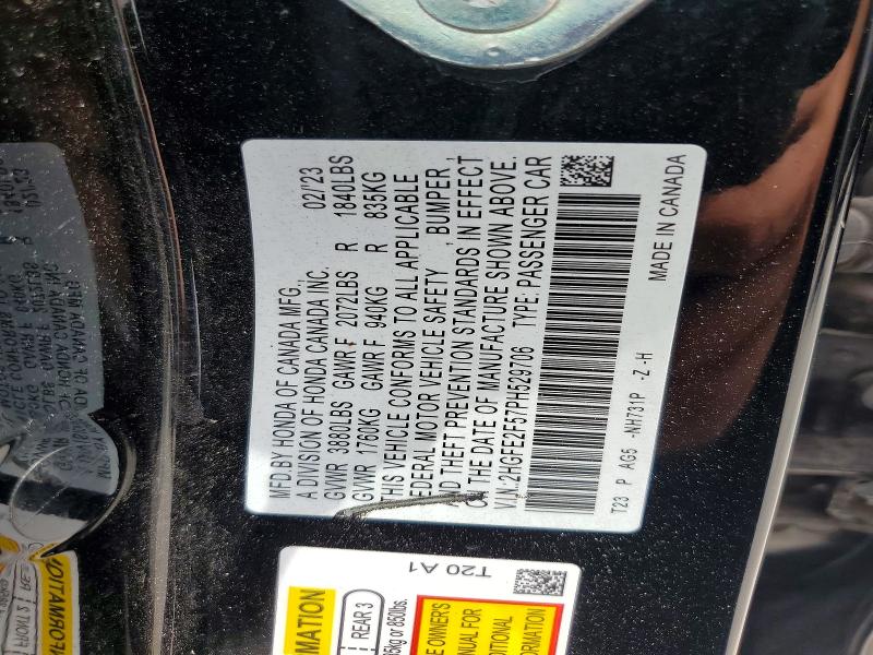 2023 Honda Civic მანქანა იყიდება აუქციონზე, vin: 2HGFE2F57PH529706, აუქციონის ნომერი: 56025316