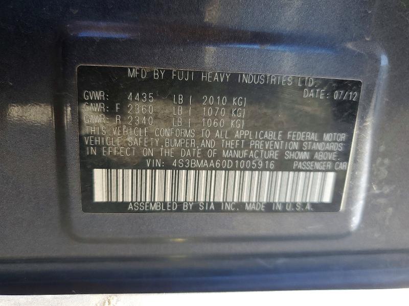 Aukcja sprzedaży 2013 Subaru Legacy, vin: 4S3BMAA60D1005916, numer aukcji: 56073166