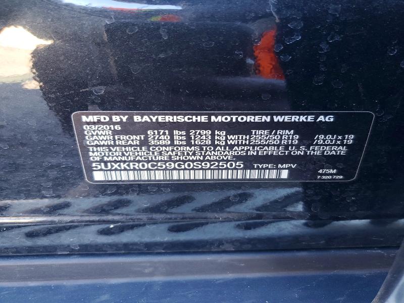 56748886 :رقم المزاد ، 5UXKR0C59G0S92505 vin ، 2016 Bmw X5 مزاد بيع