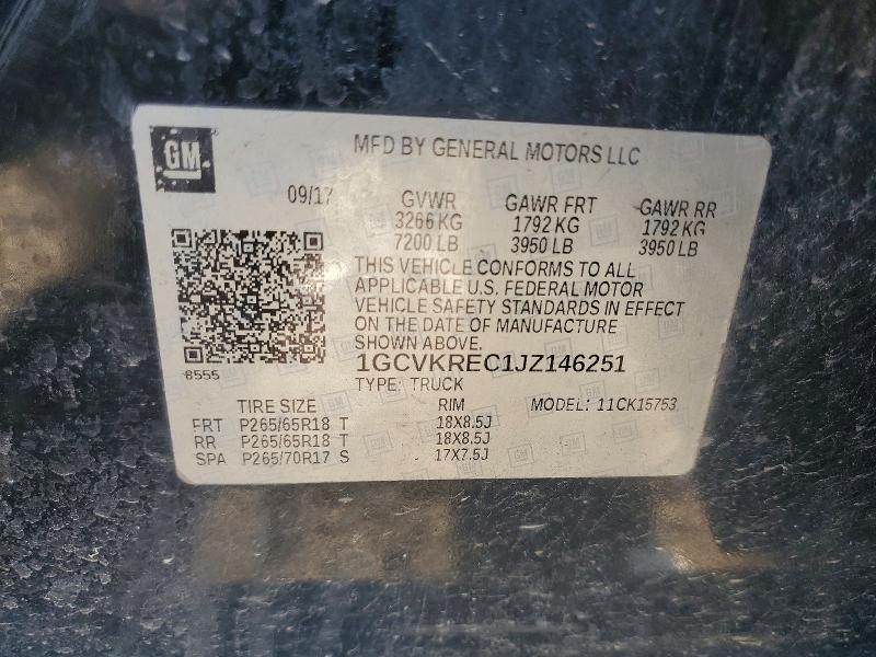 Продаж на аукціоні авто 2018 Chevrolet Silverado, vin: 1GCVKREC1JZ146251, номер лоту: 55640306