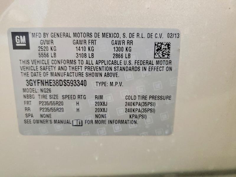 2013 Cadillac Srx მანქანა იყიდება აუქციონზე, vin: 3GYFNHE38DS593340, აუქციონის ნომერი: 55920596