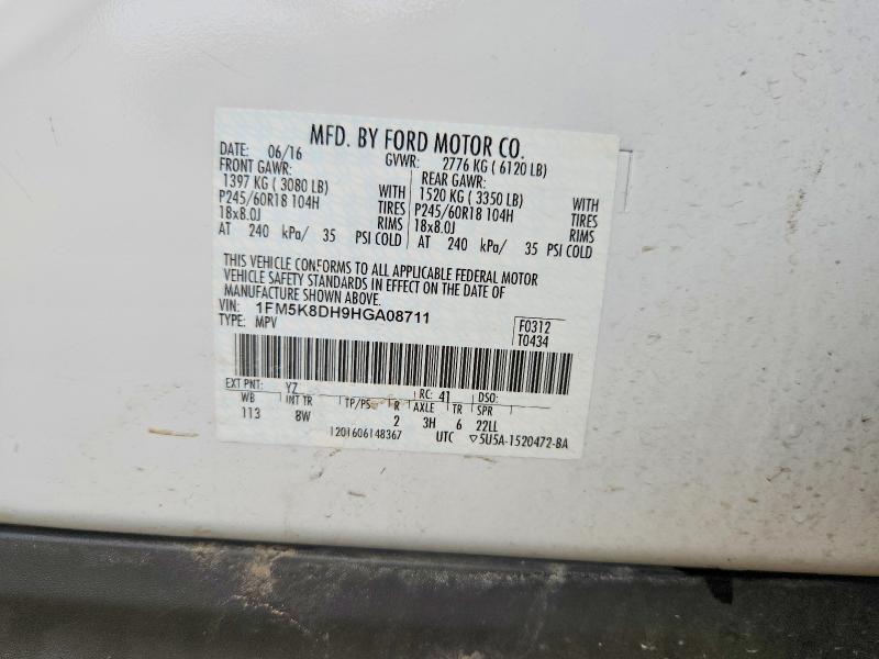 2017 Ford Explorer მანქანა იყიდება აუქციონზე, vin: 1FM5K8DH9HGA08711, აუქციონის ნომერი: 55188496