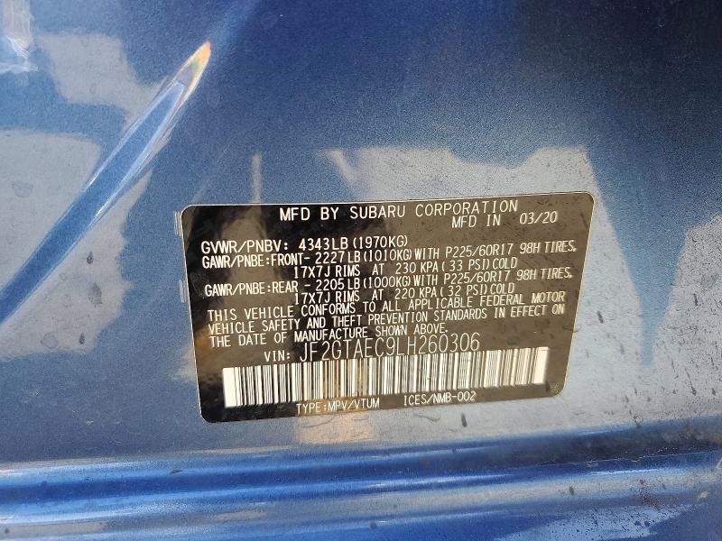 Продажа на аукционе авто 2020 Subaru Crosstrek, vin: JF2GTAEC9LH260306, номер лота: 85988755