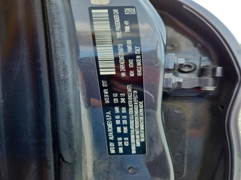 57941186 :رقم المزاد ، ZARFAEDN7J7566715 vin ، 2018 Alfa Romeo Giulia مزاد بيع