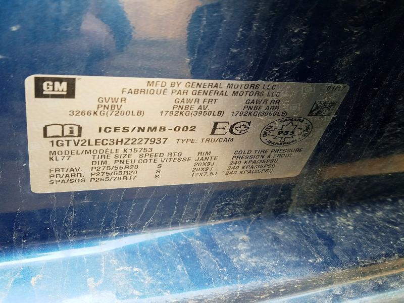 55403536 :رقم المزاد ، 1GTV2LEC3HZ227937 vin ، 2017 Gmc Sierra مزاد بيع