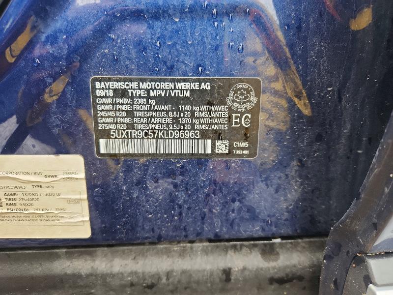 Aukcja sprzedaży 2019 Bmw X3, vin: 5UXTR9C57KLD96963, numer aukcji: 58043446