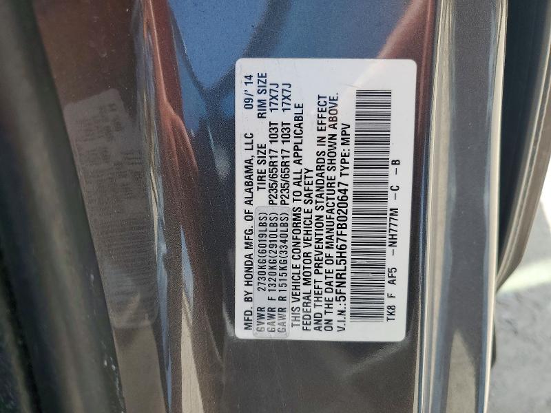 85982585 :رقم المزاد ، 5FNRL5H67FB020647 vin ، 2015 Honda Odyssey مزاد بيع
