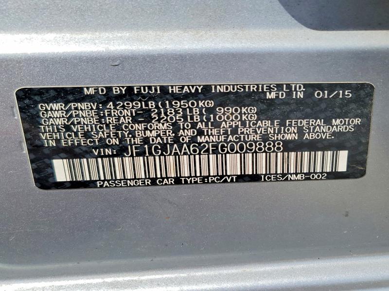 Aukcja sprzedaży 2015 Subaru Impreza, vin: JF1GJAA62FG009888, numer aukcji: 56108146