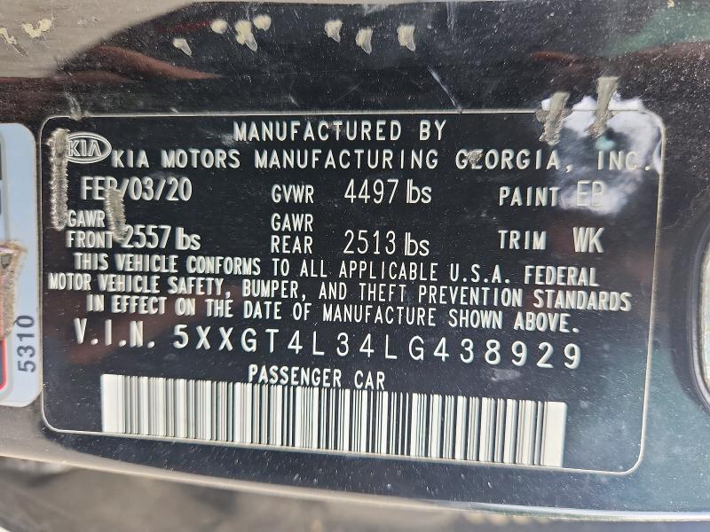 Продаж на аукціоні авто 2020 Kia Optima, vin: 5XXGT4L34LG438929, номер лоту: 57312996