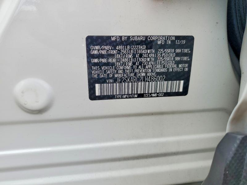 Продажа на аукционе авто 2020 Subaru Forester, vin: JF2SKARC2LH486002, номер лота: 55738246