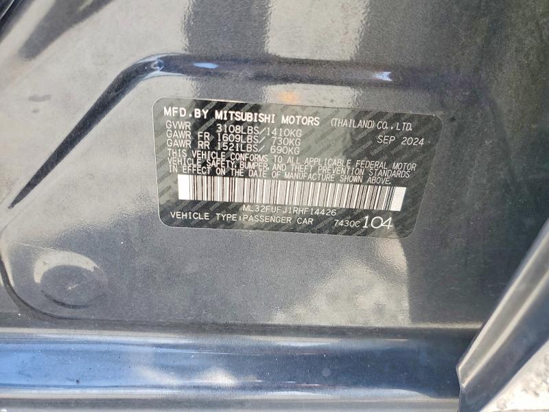 59537416 :رقم المزاد ، ML32FUFJ1RHF14426 vin ، 2024 Mitsubishi Mirage مزاد بيع