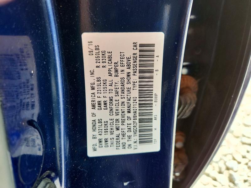 Продаж на аукціоні авто 2017 Honda Accord, vin: 1HGCR2F86HA071240, номер лоту: 56490226