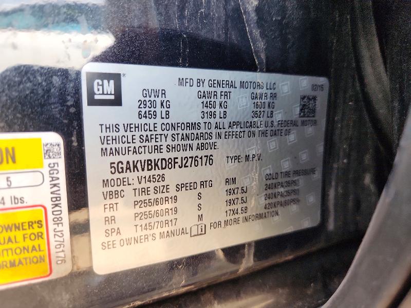 59127286 :رقم المزاد ، 5GAKVBKD8FJ276176 vin ، 2015 Buick Enclave مزاد بيع