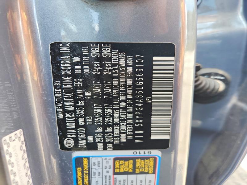 Продаж на аукціоні авто 2020 Kia Sorento, vin: 5XYPG4A36LG669107, номер лоту: 59058546