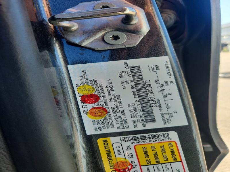 Auction sale of the 2020 Ford Fusion, vin: 3FA6P0LU5LR258772, lot number: 58319816
