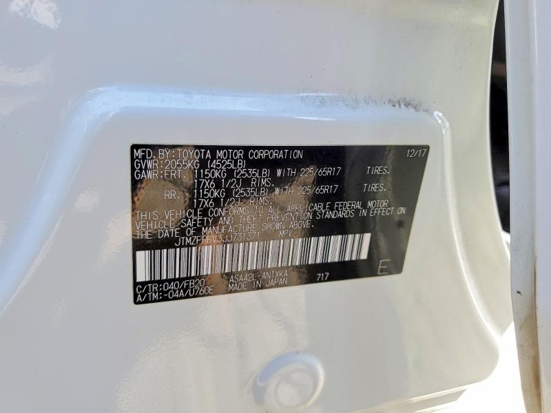 56034036 :رقم المزاد ، JTMZFREV3JJ731371 vin ، 2018 Toyota Rav4 مزاد بيع