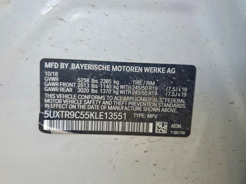 Продаж на аукціоні авто 2019 Bmw X3, vin: 5UXTR9C55KLE13551, номер лоту: 58609676