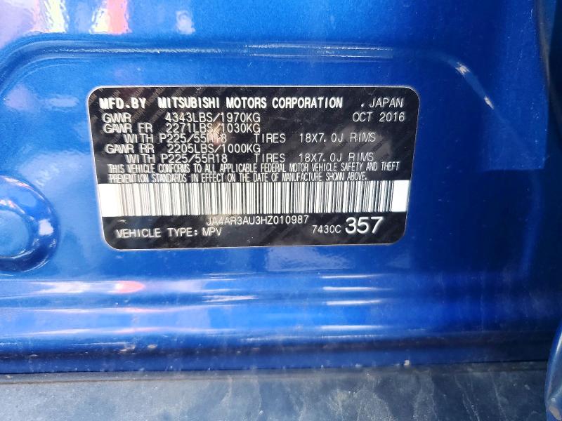 55676856 :رقم المزاد ، JA4AR3AU3HZ010987 vin ، 2017 Mitsubishi Outlander Sport مزاد بيع