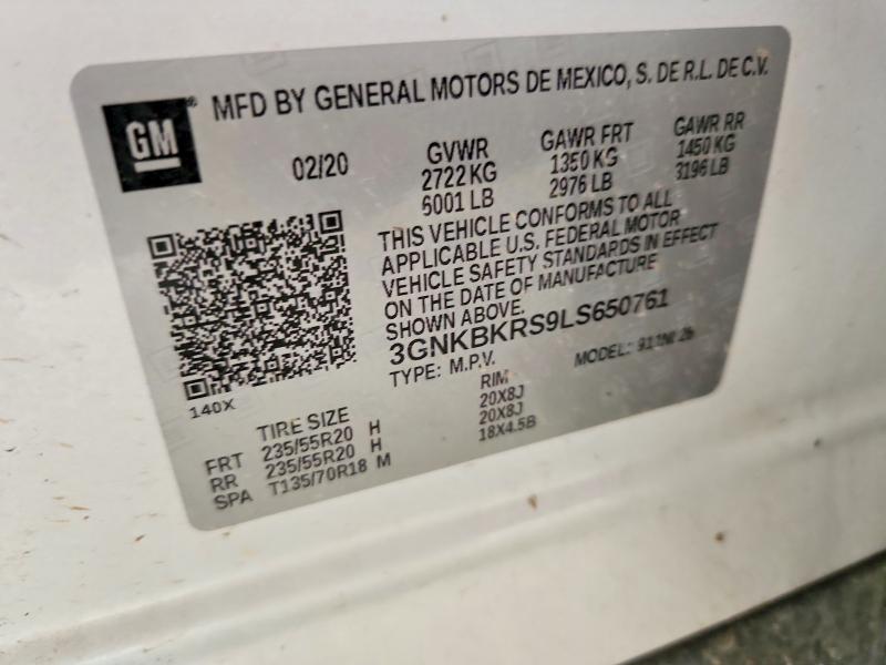 58971446 :رقم المزاد ، 3GNKBKRS9LS650761 vin ، 2020 Chevrolet Blazer مزاد بيع