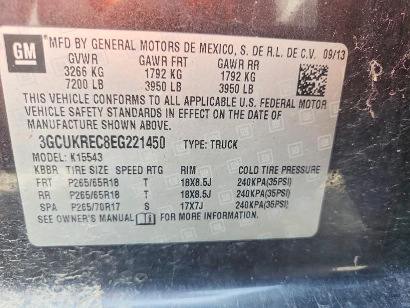 58746316 :رقم المزاد ، 3GCUKREC8EG221450 vin ، 2014 Chevrolet Silverado مزاد بيع