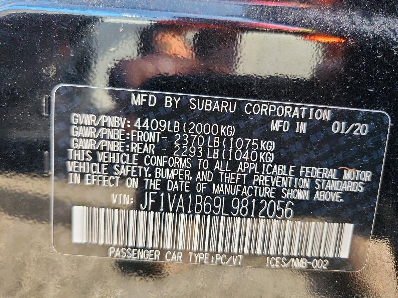 Aukcja sprzedaży 2020 Subaru Wrx, vin: JF1VA1B69L9812056, numer aukcji: 57618986