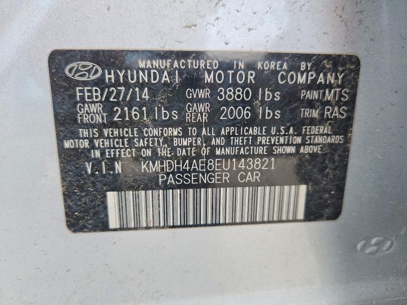 57491976 :رقم المزاد ، KMHDH4AE8EU143821 vin ، 2014 Hyundai Elantra مزاد بيع