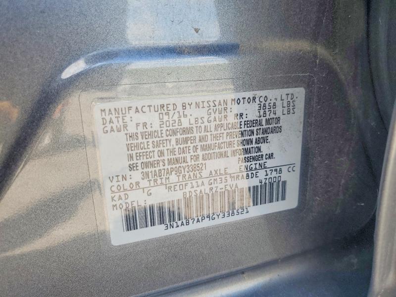 Продажа на аукционе авто 2016 Nissan Sentra, vin: 3N1AB7AP9GY338521, номер лота: 58228606