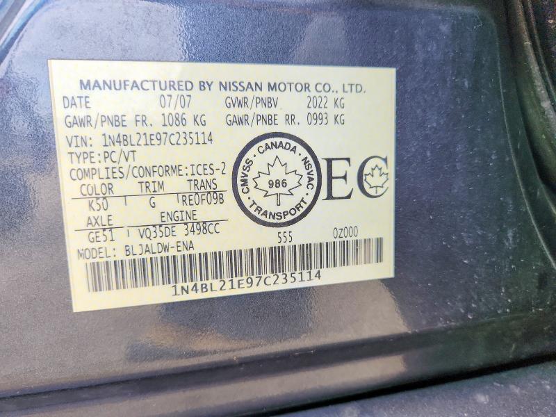 Aukcja sprzedaży 2007 Nissan Altima, vin: 1N4BL21E97C235114, numer aukcji: 55302236