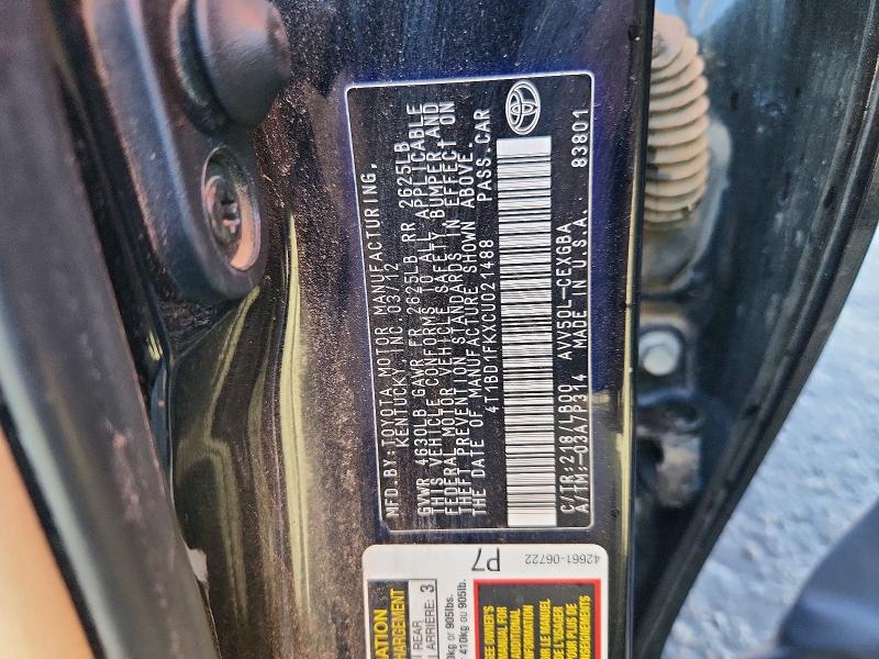 Aukcja sprzedaży 2012 Toyota Camry Hybrid, vin: 4T1BD1FKXCU021488, numer aukcji: 58480986