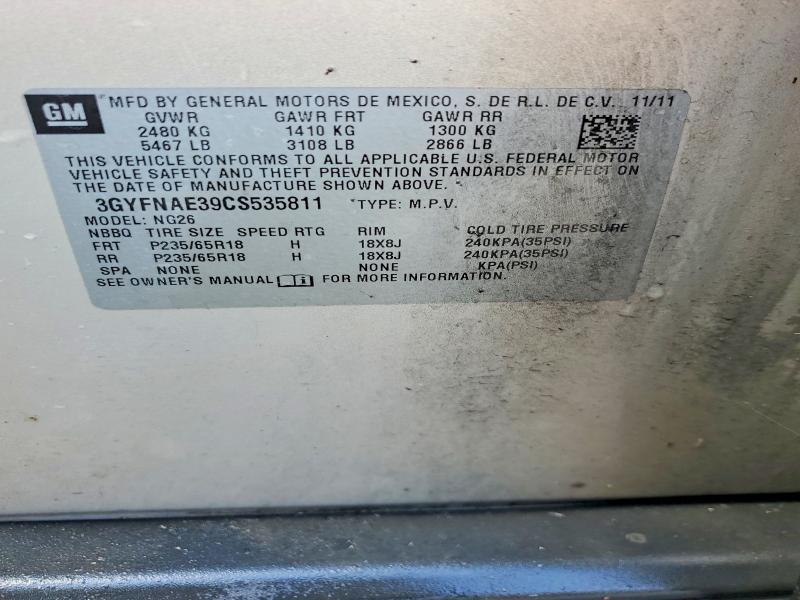 Aukcja sprzedaży 2012 Cadillac Srx, vin: 3GYFNAE39CS535811, numer aukcji: 55606246