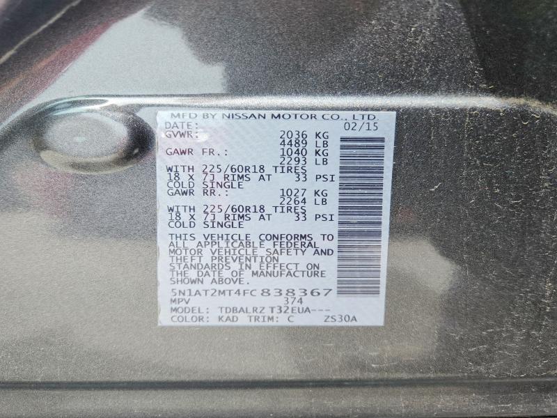 Aukcja sprzedaży 2015 Nissan Rogue, vin: 5N1AT2MT4FC838367, numer aukcji: 54178586