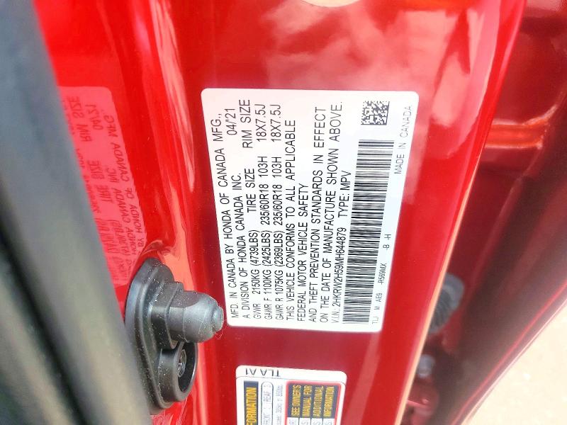 55392956 :رقم المزاد ، 2HKRW2H59MH644879 vin ، 2021 Honda Cr-v مزاد بيع
