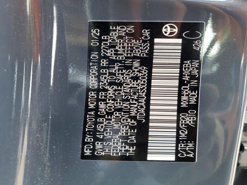 2025 Toyota Prius მანქანა იყიდება აუქციონზე, vin: JTDACAAU4S3050369, აუქციონის ნომერი: 56217856