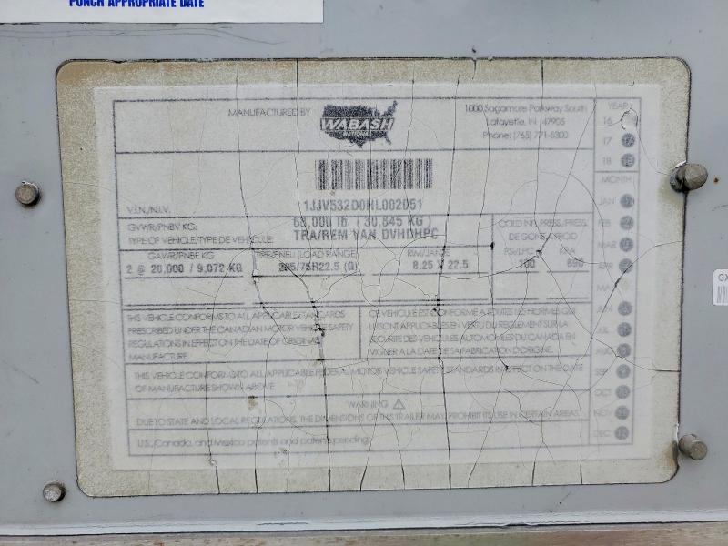 Aukcja sprzedaży 2017 Wabash Dry Freight Trailer, vin: 1JJV532D0HL002051, numer aukcji: 56109746