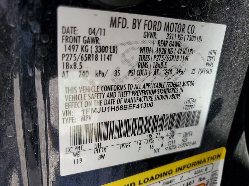 55459456 :رقم المزاد ، 1FMJU1H58BEF41300 vin ، 2011 Ford Expedition مزاد بيع