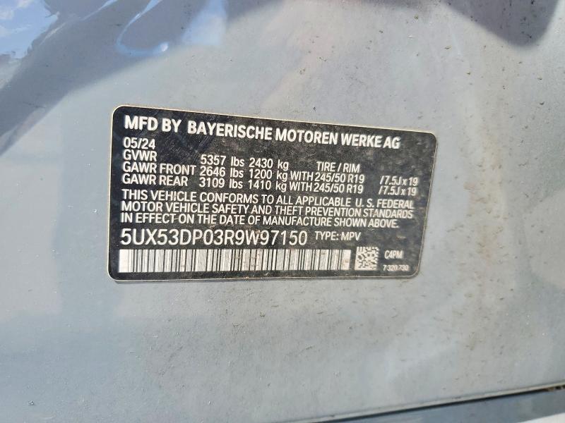 2024 Bmw X3 მანქანა იყიდება აუქციონზე, vin: 5UX53DP03R9W97150, აუქციონის ნომერი: 55591456