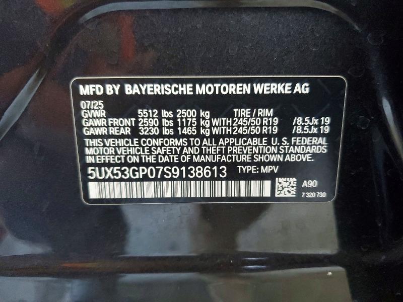 Aukcja sprzedaży 2025 Bmw X3, vin: 5UX53GP07S9138613, numer aukcji: 57251806