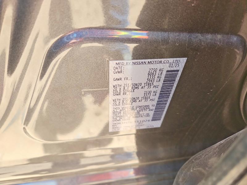 57856316 :رقم المزاد ، 5N1AL1FS7SC351026 vin ، 2025 Infiniti Qx60 مزاد بيع